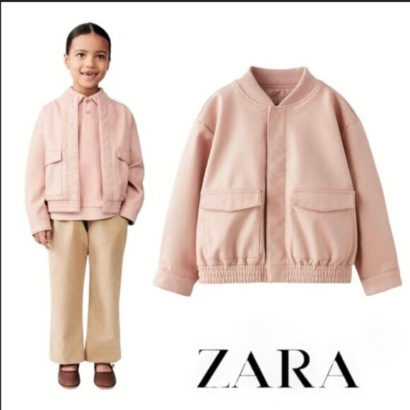 ZARA KidsPinkFAUX LEATHER BOMBER Size 12-18M NEW WITH TAG!